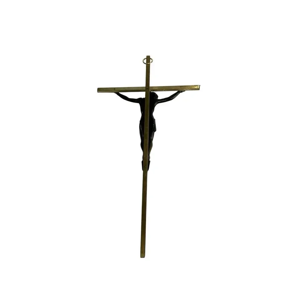 Vintage Crucifix Jesus Christian Cross INRI Religion Wall Hanging Brass 10”